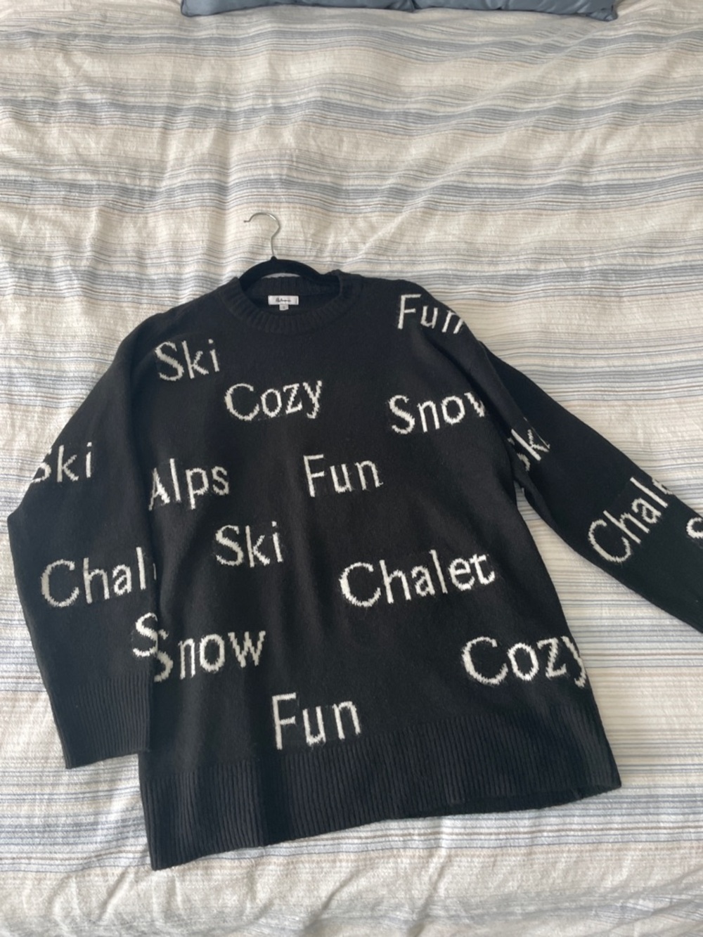 Cozy Black Word-Print Sweater